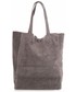 Shopper bag Vera Pelle Modne Torebki Skórzane typu ShopperBag z Etui Zamsz Naturalny Wysokiej Jakości Szara