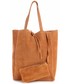 Shopper bag Vera Pelle Modne Torebki Skórzane typu ShopperBag z Etui Zamsz Naturalny Wysokiej Jakości Ruda
