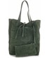 Shopper bag Vera Pelle Modne Torebki Skórzane typu ShopperBag z Etui Zamsz Naturalny Wysokiej Jakości Zielona