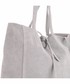 Shopper bag Vera Pelle Modne Torebki Skórzane typu ShopperBag z Etui Zamsz Naturalny Wysokiej Jakości Jasno Szara