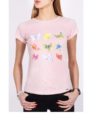 bluzka Koszulka z printem Butterfly różowy - Modoline.pl