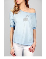 bluzka Bluzka z printem Flamingo niebieska - Modoline.pl