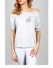 bluzka Bluzka z printem Flamingo szara - Modoline.pl