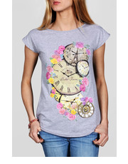 bluzka Koszulka z printem Clock szara - Modoline.pl