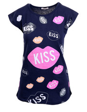 bluzka Koszulka z printem KISS KISS granatowa - Modoline.pl