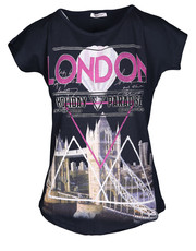 bluzka Koszulka z printem LONDON granatowa - Modoline.pl
