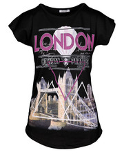 bluzka Koszulka z printem LONDON czarna - Modoline.pl
