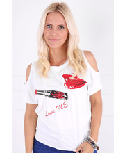 bluzka Koszulka LOVE LIPS biała - Modoline.pl