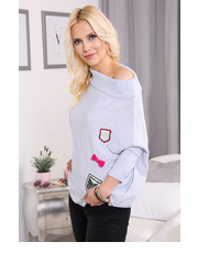 sweter Sweter z naszywkami Alcamo niebieski - Modoline.pl
