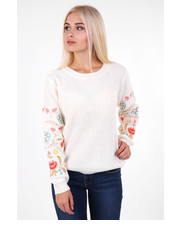 sweter Sweter z haftem LUOMO biały - Modoline.pl