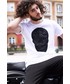 T-shirt - koszulka męska Modoline Koszulka z rozcięciami SKULL biała