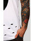 T-shirt - koszulka męska Modoline Koszulka z rozcięciami SKULL biała