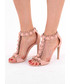 Sandały Venetto Sandały na szpilce z pomponami różowe