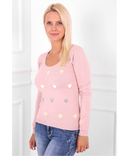 sweter Sweter w serca MISSYOU różowy - Modoline.pl