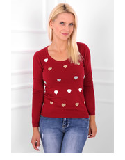 sweter Sweter w serca MISSYOU bordowy - Modoline.pl