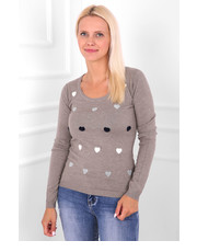 sweter Sweter w serca MISSYOU beżowy - Modoline.pl