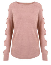 sweter Sweter z rozcięcami na rękawach OMBI różowy - Modoline.pl