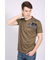 T-shirt - koszulka męska Exit Koszulka polo z naszywkami SKULL MILITARY khaki