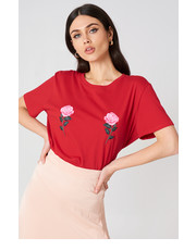 bluzka T-shirt z haftem w kwiaty - NA-KD.com
