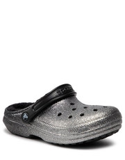 Klapki Klapki  - Classic Glitter Lined Clog 205842 Black/Silver - eobuwie.pl Crocs