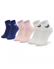 Skarpety Zestaw 3 par wysokich skarpet dziecięcych  - Ankle HC9596 White/True Pink/Legacy Indigo - eobuwie.pl Adidas