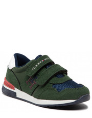 Półbuty dziecięce Sneakersy  - Low Cut Velcro Sneaker T1B9-32490-1450 S Green/Blue - eobuwie.pl Tommy Hilfiger