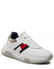 Półbuty dziecięce Sneakersy  - Low Cut Lace-Up Sneaker T3A9-32355-1438X S White/Silver X025 - eobuwie.pl Tommy Hilfiger