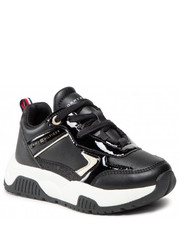 Półbuty dziecięce Sneakersy  - Low Cut Lace-Up Sneaker T3A9-32358-1434 M Black/Platinum X208 - eobuwie.pl Tommy Hilfiger