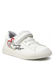 Półbuty dziecięce Sneakersy  - Low Cut Lace-Up/Velcro Sneaker T1A4-32132-1374 S White/Silver X025 - eobuwie.pl Tommy Hilfiger