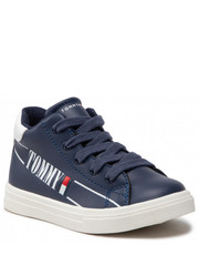 Trzewiki dziecięce Sneakersy  - Higt Top Lace-Up Sneaker T1B9-32459-1431 Blue/White X007 - eobuwie.pl Tommy Hilfiger