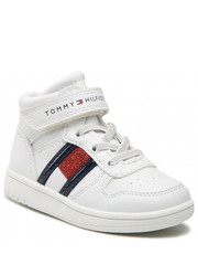 Trzewiki dziecięce Sneakersy  - High Top Lace-Up/Velcro Sneaker T3A9-32330-1438 M White 100 - eobuwie.pl Tommy Hilfiger