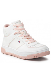Trzewiki dziecięce Sneakersy  - High Top Lace-Up Sneaker T3A9-32336-1355 S White/Pink X134 - eobuwie.pl Tommy Hilfiger