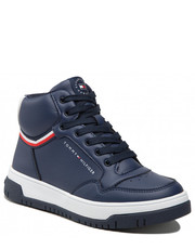 Trzewiki dziecięce Sneakersy  - High Top Lace-Up Sneaker T3B9-32482-1355 S Blue/White X007 - eobuwie.pl Tommy Hilfiger