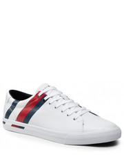 Mokasyny męskie Sneakersy  - Corporate Stripes Leather Vulc FM0FM04003 White YBR - eobuwie.pl Tommy Hilfiger