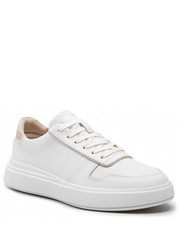 Mokasyny męskie Sneakersy - Low Top Lace Up HM0HM00549 White/Stony Beige 0K6 - eobuwie.pl Calvin Klein 