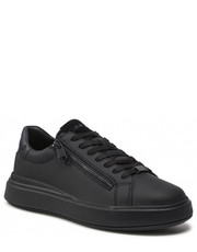 Mokasyny męskie Sneakersy - Low Top Lace Up Zip HM0HM00746 Triple Black 0GL - eobuwie.pl Calvin Klein 