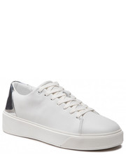 Mokasyny męskie Sneakersy - Low Top Lace Up HM0HM00824 White/Silver 0K6 - eobuwie.pl Calvin Klein 