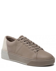 Mokasyny męskie Sneakersy - Low Top Lace Up HM0HM00676 Shadow Beige/White 0F4 - eobuwie.pl Calvin Klein 