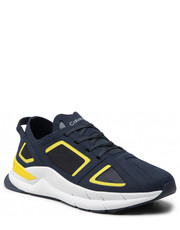 Mokasyny męskie Sneakersy - Low Top Lace Up Mf HM0HM00339 Navy/Magnetic Yellow 0G9 - eobuwie.pl Calvin Klein 