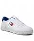 Mokasyny męskie Tommy Jeans Sneakersy  - Retro Leather Cupsole EM0EM01068 White YBR