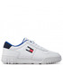Mokasyny męskie Tommy Jeans Sneakersy  - Retro Leather Cupsole EM0EM01068 White YBR