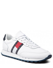 Mokasyny męskie Sneakersy  -  Leather Runner EM0EM00898 White YBR - eobuwie.pl Tommy Jeans