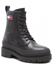 Oficerki damskie Trapery  - Lace Up Boot EN0EN01899 Black BDS - eobuwie.pl Tommy Jeans