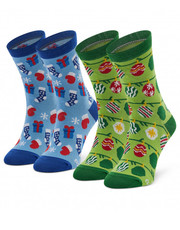 Skarpety Zestaw 2 par wysokich skarpet dziecięcych  - Xmas Socks Balls Kids Gift Pak 2 Niebieski Zielony - eobuwie.pl Rainbow Socks