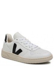 Mokasyny męskie Sneakersy  - V-10 Leather VX020005A Extra White Black - eobuwie.pl Veja