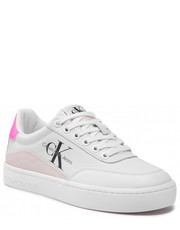 Sneakersy Sneakersy  - Classic Cupsole Laceup Low Lth YW0YW00699  White/Neon Pink 0LA - eobuwie.pl Calvin Klein Jeans