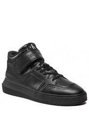 Mokasyny męskie Sneakersy  - Chunky Cupsole Laceup Mid Lth-Pu YM0YM004260 Triple Black 0GT - eobuwie.pl Calvin Klein Jeans