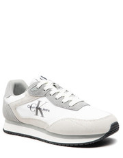 Mokasyny męskie Sneakersy  - Retro Runner Laceup low YM0YM00508 White/Mercury Grey 0K4 - eobuwie.pl Calvin Klein Jeans