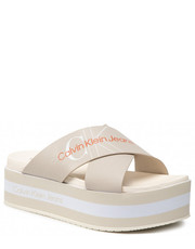 Klapki Klapki  - Platform Sandal Crisscross YW0YW00562 Eggshell ACF - eobuwie.pl Calvin Klein Jeans