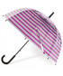 Parasol Happy Rain Parasolka  - Long Ac Domeshape 40992 Metallic Stripes Silver/Berry